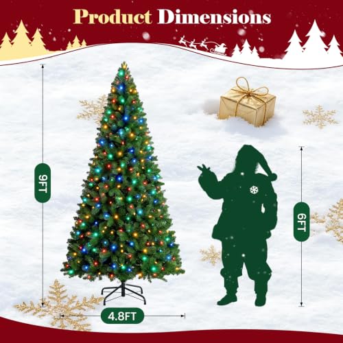 9ft Green Multi-Color LED Pre-Lit Artificial Christmas Tree with 8 Lighting Modes