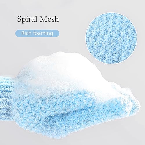 BlingKingdom Exfoliating Bath Gloves 1 Pair - Blue Body Scrub Mitts