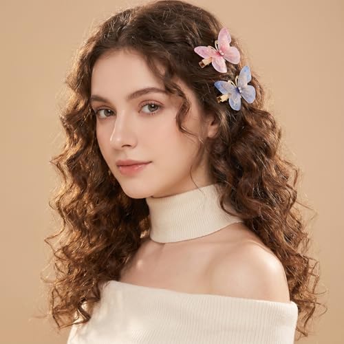 Thinp 18 Pcs 3D Moving Butterfly Hair Clips Glitter Barrettes for Women