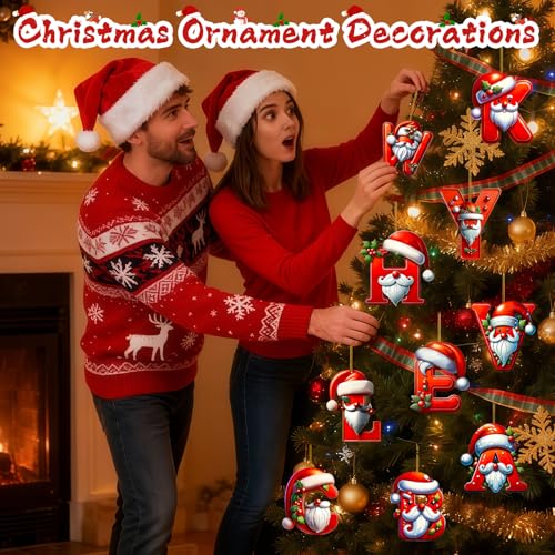 Personalized Christmas Letter Ornaments - 26 Count Acrylic Decor