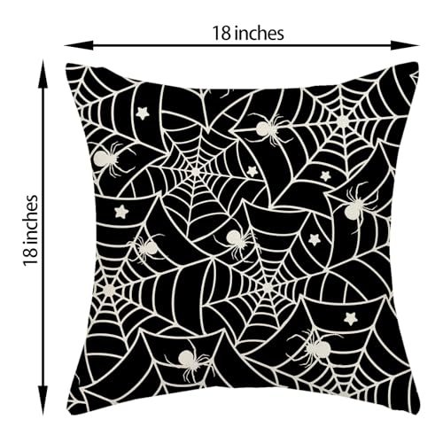DAFENA Halloween Spider Web Throw Pillow Covers 18x18 Inch - 2 Piece Set