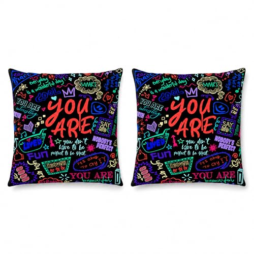 Kids Classroom Pillow Covers Set of 2, 18x18 Inches - Black