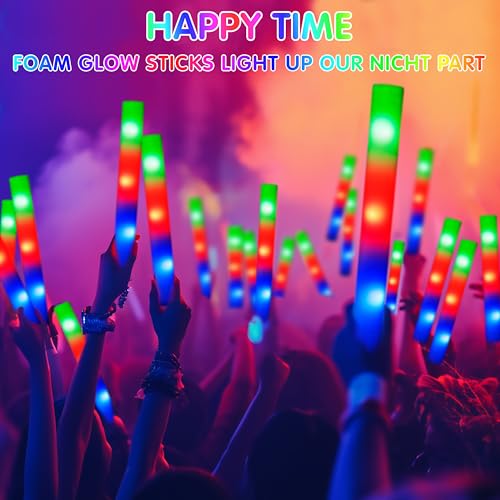 JOYIN 24 PCS LED Light Up Foam Sticks, Glow Sticks Party Favors Bulk with 3 Modes Color Flashing Glow Party Supplies for Halloween, Spooky Celebrations, Wedding, Camping, Birthday, Raves, Carnival