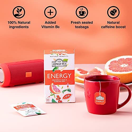 Ahmad Tea Energy Herbal Infusion with Mate & Guarana, 20 Tea Bags