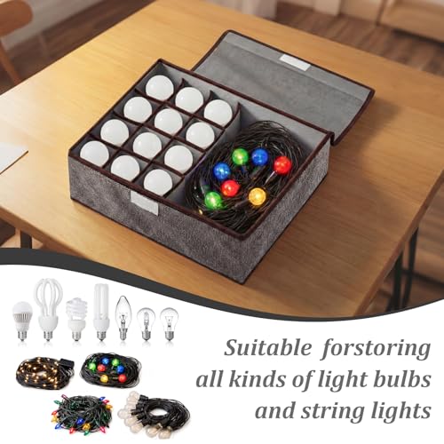 Hoteam 13 Compartment Light Bulb Organizer Box - Dustproof Storage for String Lights & Cords