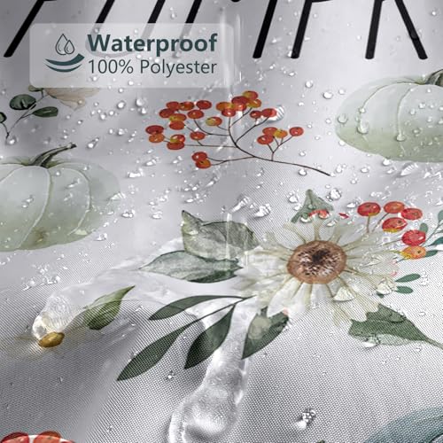 MEHOFOND Hello Pumpkin Floral Shower Curtain - Waterproof 72x72