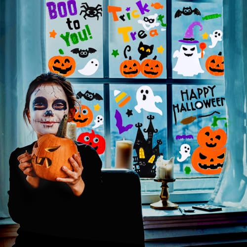 Halloween Gel Window Clings - 6pcs Spooky Decor Decals