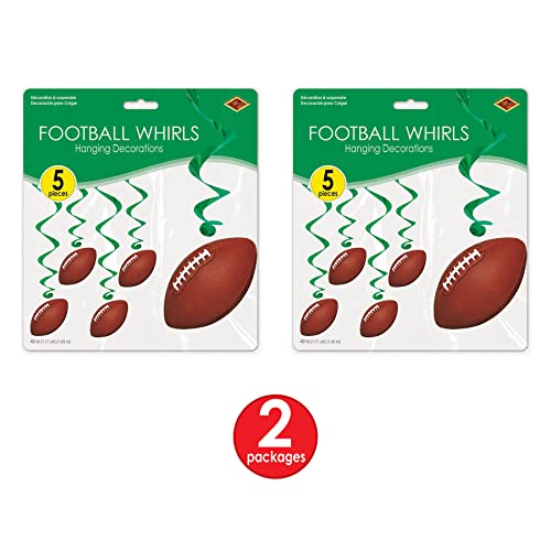 Beistle Football Hanging Whirls Decorations - 10 Pack