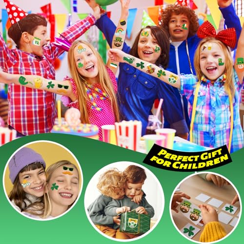 St. Patrick's Day Temporary Tattoos for Kids - 240 Pcs Waterproof Shamrock Designs