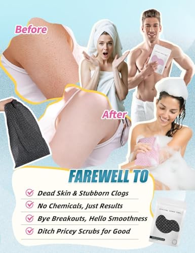 Exfoliating Shower Towel - 48" Premium Washcloth for Body & Face