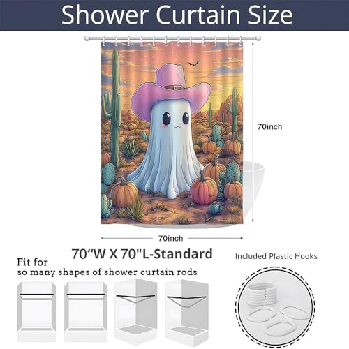 Halloween Spooky Ghost Polyester Shower Curtain 70x70 with Hooks
