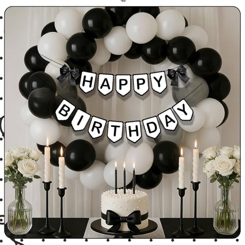 Goth Birthday Banner Set with Black Bows - Easy to Hang Decor