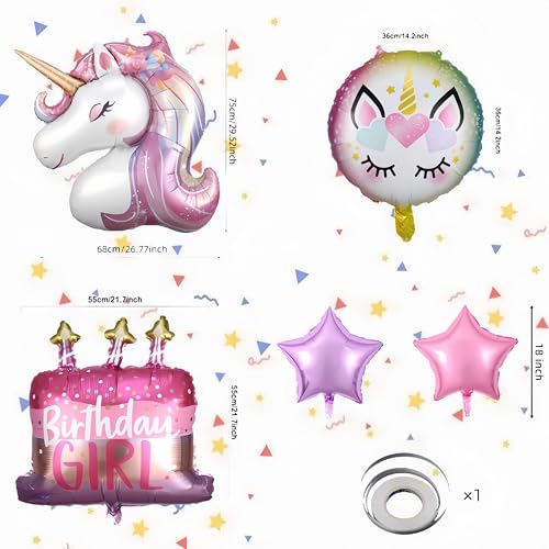 Pink Purple Unicorn Balloon Set - 5pcs Unicorn Party Decorations for Birthday