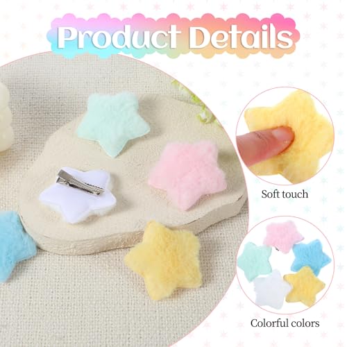 InnoHHustle 20 Pcs Fluffy Star Hair Clips Cute Y2K Fuzzy Hair Accessories