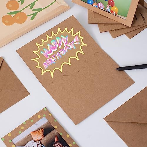 Kraft Photo Frame Cards with Envelopes 4x6 Set for Gifts & DIY - 200 pcs