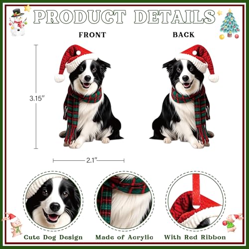 Border Collie Christmas Ornament - Festive Dog Tree Decoration