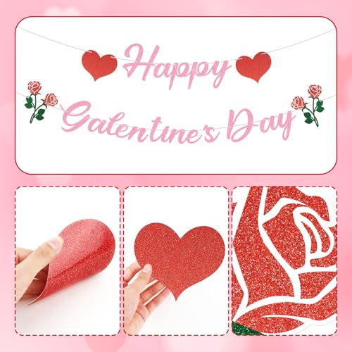 Happy Valentine's Day Banner with Roses & Hearts - 18 Flags