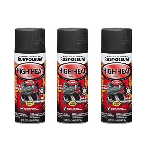 Rust-Oleum High Heat Spray Paint, Flat Black - 2000°F Heat Resistant, 3 Pack