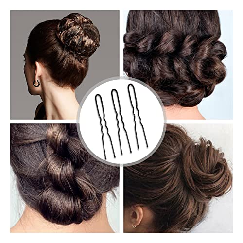 Black U Shaped Hair Pins 100 Pcs Heavy Duty Wave Hairgrips with Box