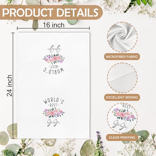 Gigi Kitchen Towels - Christmas & Mother's Day Gift for Grandma - 16x24 Inch Floral Dish Hand Towels - Perfect for Kitchen & Bathroom - Variation: Gigi