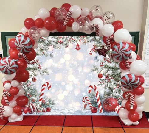 Christmas Candy Cane Backdrop 10x8FT Winter Snow Scene Photography Background