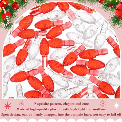 120 Pcs Ceramic Christmas Tree Replacement Lights - White & Red Small Bulbs