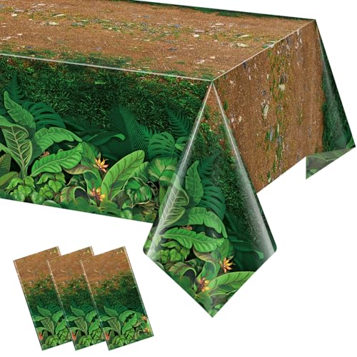 3Pcs Forest Path Disposable Tablecloths for Jungle Party - 54x108 Inch