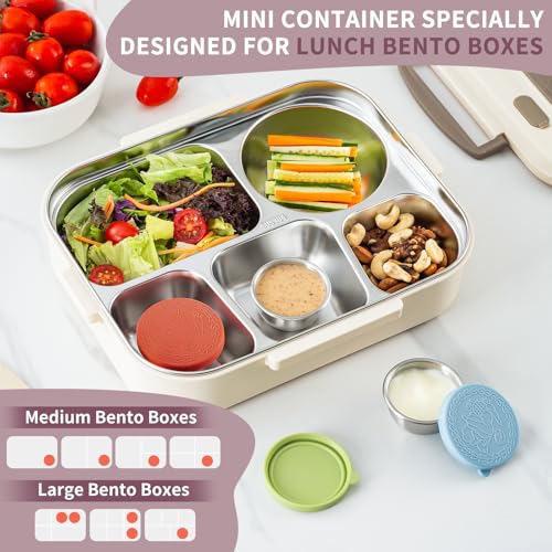 SANEXC 8 Pack Small 1.6 Oz Salad Dressing & Sauce Containers with Multicolor Lids