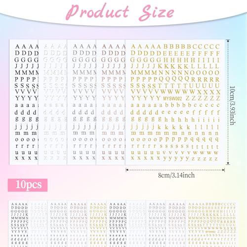 Letter Nail Art Stickers 10 Sheets Self-Adhesive English Alphabet Decals