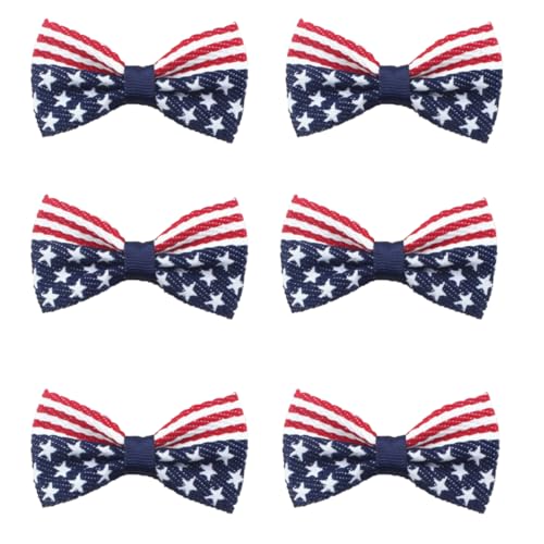 American Flag Patriotic Hair Bow Clips, Red White and Blue 6-Pack