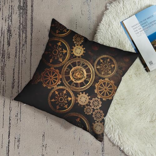 Emvency Steampunk Gears Throw Pillow Cover, 16 x 16 Inch