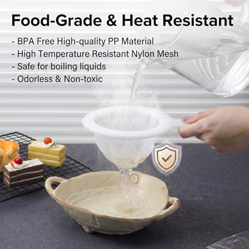 HJZHII 2-Piece Ultra Fine Nylon Mesh Strainer Set - 100 & 200 Mesh