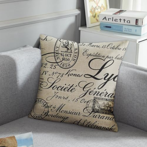 Emvency 18x18 Inch Paris French Script Throw Pillow Cover