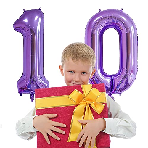 40 Inch Purple Number 10 Balloon - Aluminum Foil Birthday Decoration