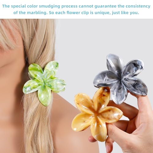 SHINLEA Hawaiian Plumeria Flower Hair Claw Clips 4-Pack Non-Slip
