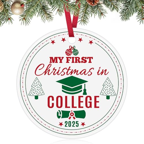 Ceramic College Freshman Year Christmas Ornament for Students