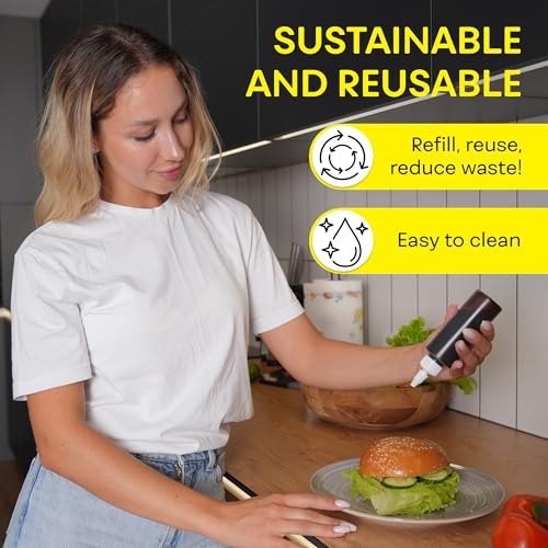 BRIGHTFROM 4 oz Squeeze Bottles, Leak-Proof Condiment & Craft Bottles - 4 Pack