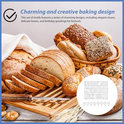 20-Piece Reusable Baking Stencil Set for Cake & Bread Decorating