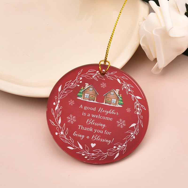 Good Neighbor Christmas Ornament - Wooden Appreciation Hanging Decor Gift