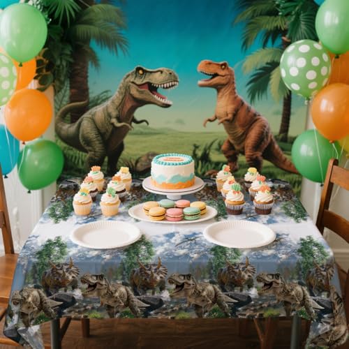 4-Pack Dinosaur Tablecloths for Kids Birthday Party, 52 x 86 Inch