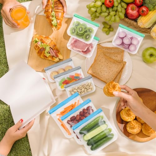 SZTCECDM Grey Reusable Silicone Food Storage Bags Set – 3 Gallon, Sandwich & Snack Sizes