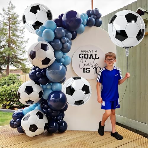 6Pcs 22-Inch 4D Soccer Foil Balloons for Sports Theme Party Decor