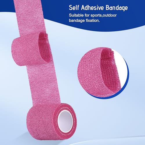 6 Pack Self Adhesive Bandage Wrap 2 Inch X 5 Yards Athletic Tape, Elastic Self Adherent Tape for Ankle, Wrist, Bandage Tape (Colorful)