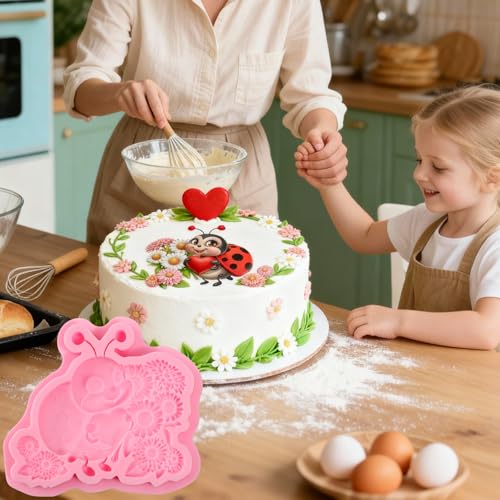 Beetle Sunflower Silicone Mold for Fondant Cake Decorating and Chocolate