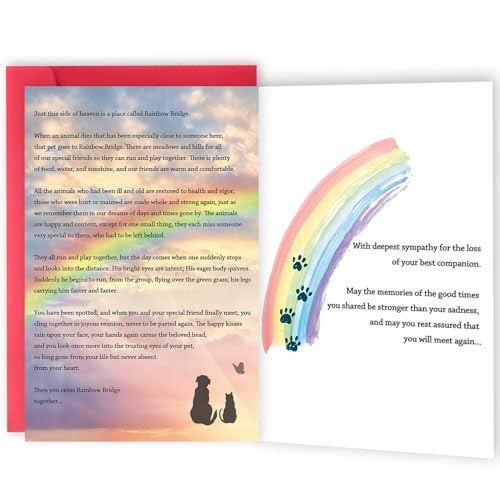 Rainbow Bridge Pet Sympathy Card, Pet Loss Memorial Card WY-271