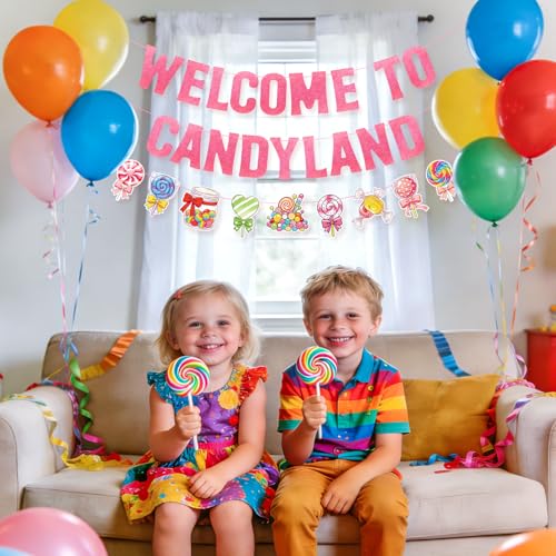 Candyland Birthday Party Banner - Pre-strung Colorful Garland