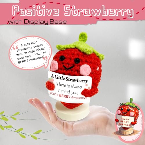 Berry Awesome Handmade Crochet Strawberry Gift with Cheer Up Card