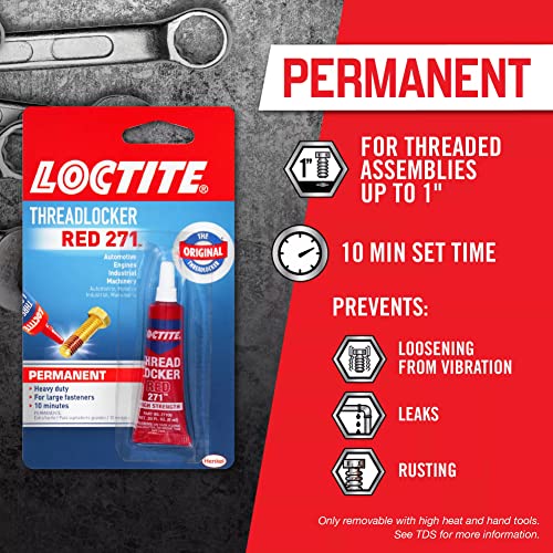Loctite Threadlocker Red 271 - 12 Pack, Permanent Sealant for Fasteners