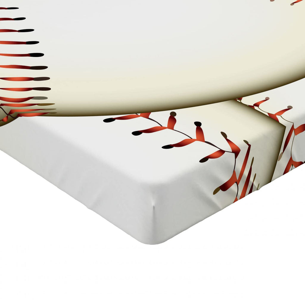 Ambesonne Baseball Fitted Sheet, Pattern of Baseball Balls Background Home Run Rules of The Game Success Score Print, Bed Cover with All-Round Elastic Deep Pocket for Comfort, Twin Size, Cream Red