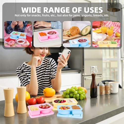 Tizuxa 3-Pack Silicone Snack Containers - Double Compartment Mix
